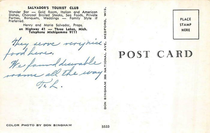 Salvadors Tourist Club - Old Postcard Photo (newer photo)